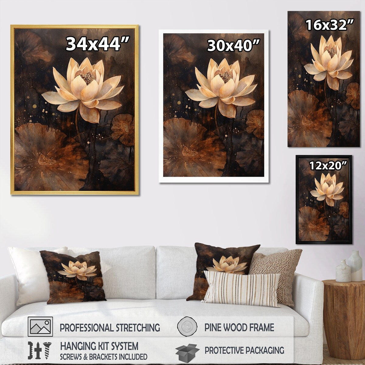 Designart "Rustic Lotus Serenity I" Lotus Wall Art