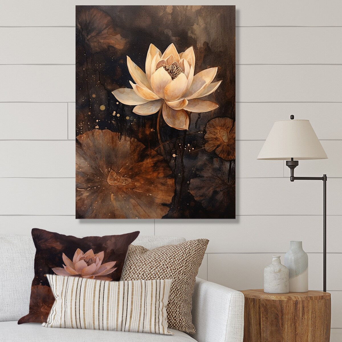 Designart "Rustic Lotus Serenity I" Lotus Wall Art