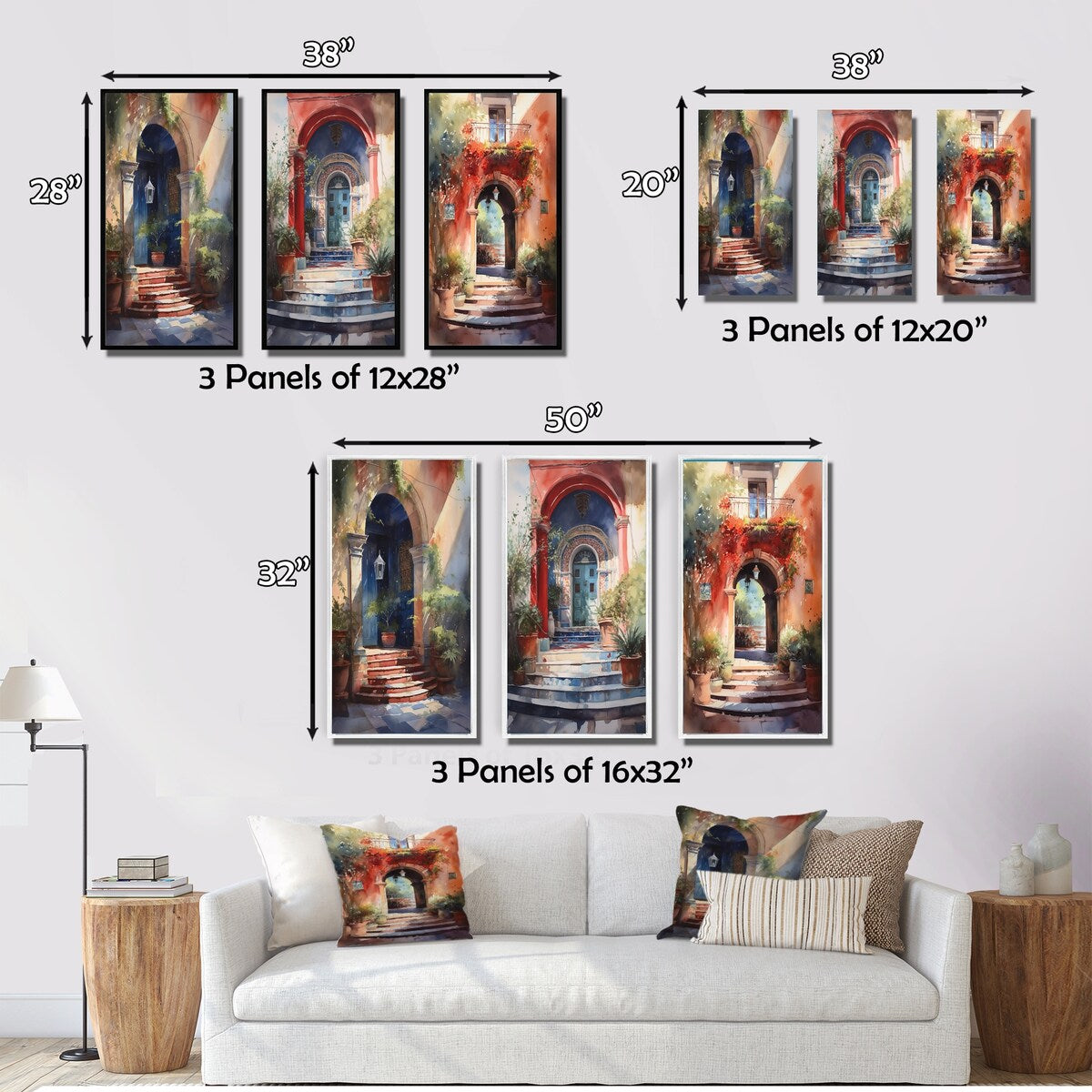 Designart "Rustic Stairway Entrance To Country Cottage III" Farm Framed Wall Art Set Of 3 - Country For Office Decor
