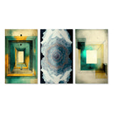 Designart "Sacred Geometry In Vintage Color Tones I" Modern Geometric Beige - Canvas Set Of 3 For Living Room Decor