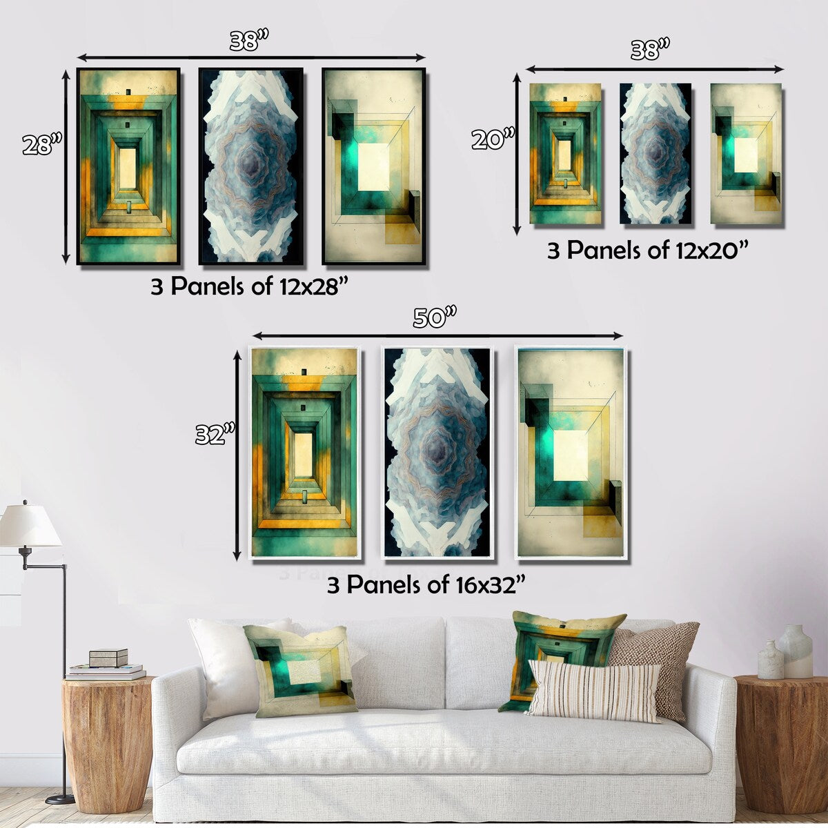 Designart "Sacred Geometry In Vintage Color Tones I" Modern Geometric Beige - Canvas Set Of 3 For Living Room Decor