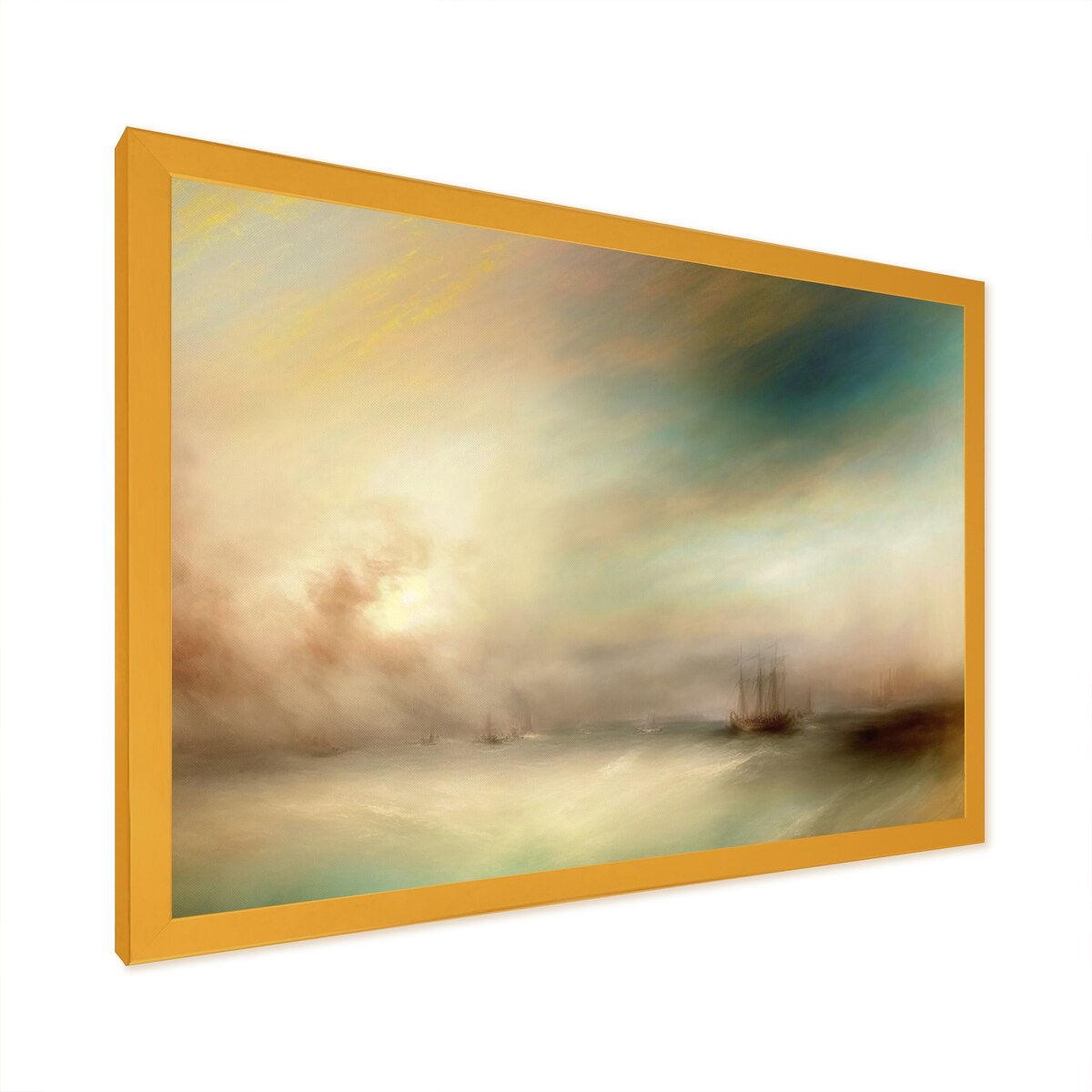 Designart "Sailboat During Exotic Sunset III" Coastal Boat Framed Art Print
