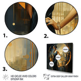 Designart "Sapphire And Gold Woman Elegance III" Woman Black Wall Decor - Modern Entryway Framed Wall Art Print