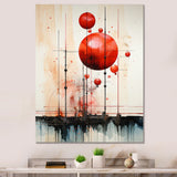 Designart "Scarlet Spheres " Abstract Shapes Wall Art