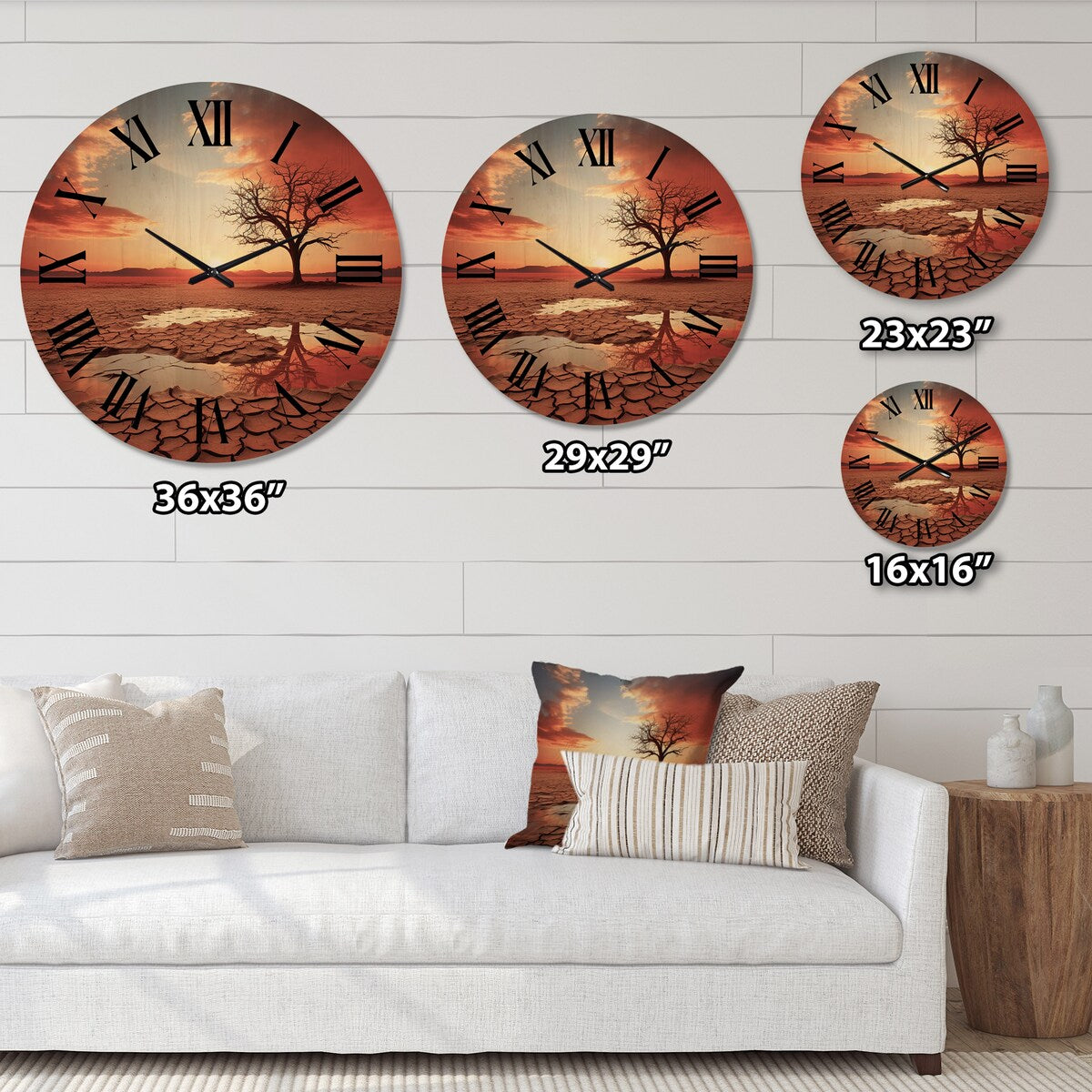 Designart "Scenic Landscape Desert Mirage III" Landscapes Oversized Wood Wall Clock