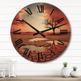 Designart "Scenic Landscape Desert Mirage III" Landscapes Oversized Wood Wall Clock