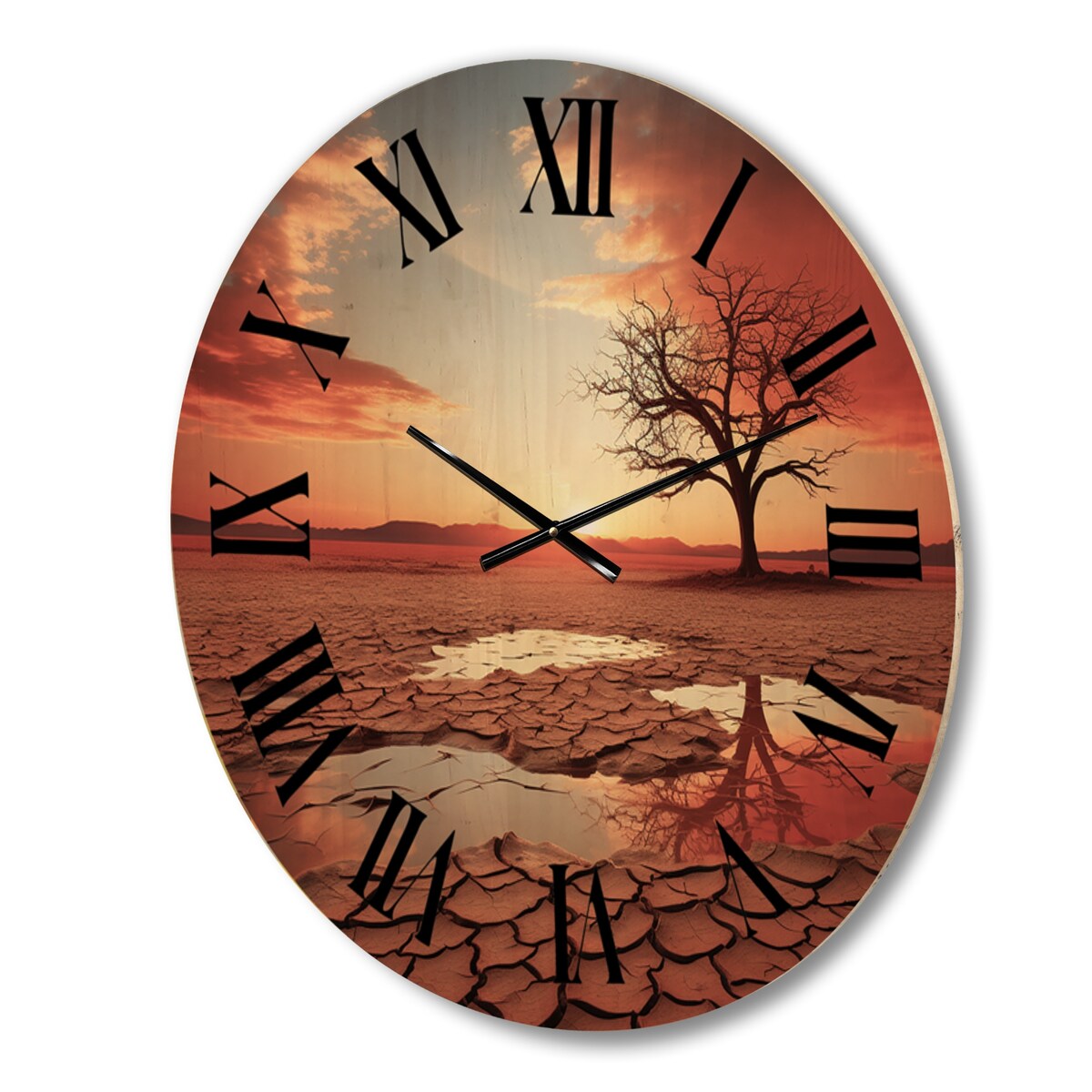 Designart "Scenic Landscape Desert Mirage III" Landscapes Oversized Wood Wall Clock