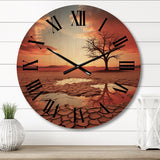 Designart "Scenic Landscape Desert Mirage III" Landscapes Oversized Wood Wall Clock