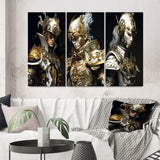 Designart "Sci-Fi Portrait Cyborg Solder In White & Gold II" Robot Wall Art Set Of 3 Modern Printed Art Set For Bedroom