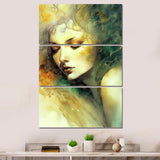 Designart "Sensual Woman Impression Watercolor I" Woman Portrait Canvas Art Print - 3 Panels