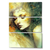Designart "Sensual Woman Impression Watercolor I" Woman Portrait Canvas Art Print - 3 Panels