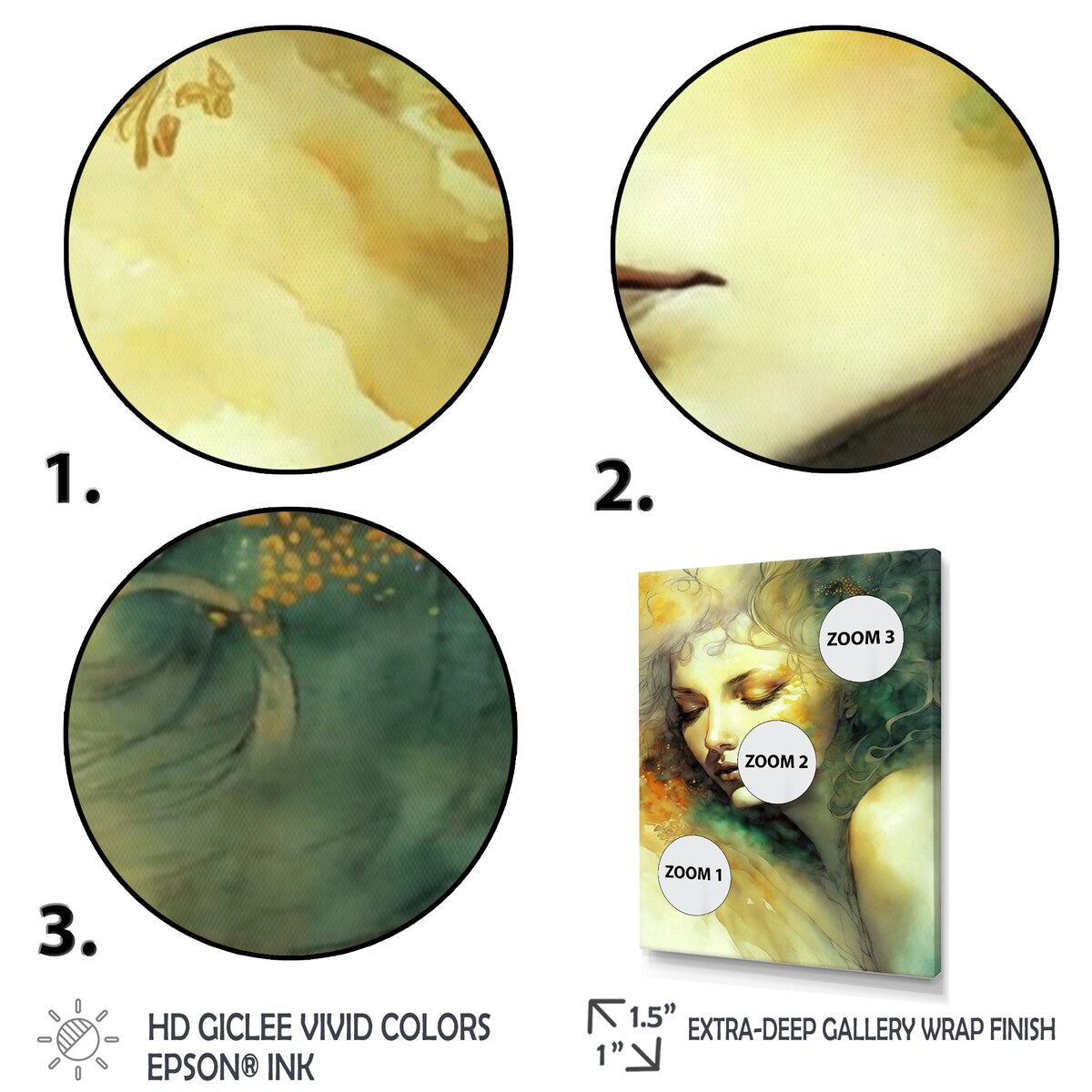 Designart "Sensual Woman Impression Watercolor I" Woman Portrait Canvas Art Print - 3 Panels