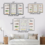 Designart "Sentimental Arrows-Lake House Rules" Lakehouse Framed Wall Art Set of 3 - 4 Colors of Frames
