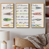Designart "Sentimental Arrows-Lake House Rules" Lakehouse Framed Wall Art Set of 3 - 4 Colors of Frames
