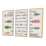 Designart "Sentimental Arrows-Lake House Rules" Lakehouse Framed Wall Art Set of 3 - 4 Colors of Frames