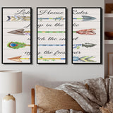 Designart "Sentimental Arrows-Lake House Rules" Lakehouse Framed Wall Art Set of 3 - 4 Colors of Frames