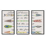 Designart "Sentimental Arrows-Lake House Rules" Lakehouse Framed Wall Art Set of 3 - 4 Colors of Frames