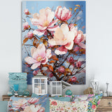 Designart "Serenade Of Blue And Pink Magnolias" Magnolias Wall Art