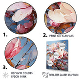 Designart "Serenade Of Blue And Pink Magnolias" Magnolias Wall Art