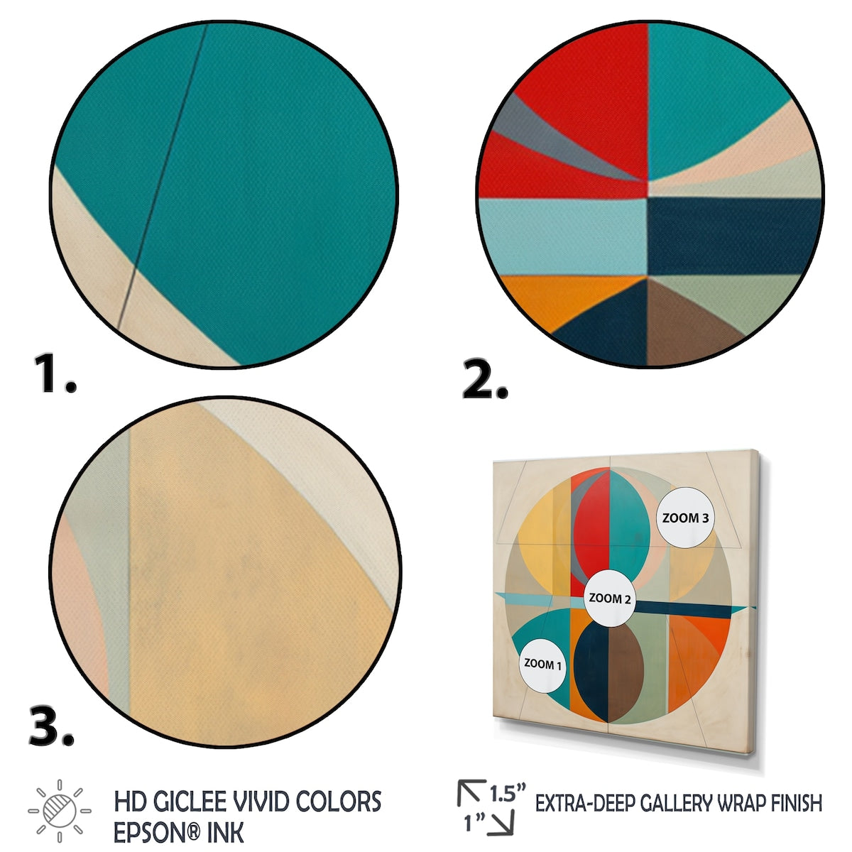 Designart "Serendipity Retro Abstract Midcentury Geometrics I" Modern Midcentury Framed Wall Art Living Room