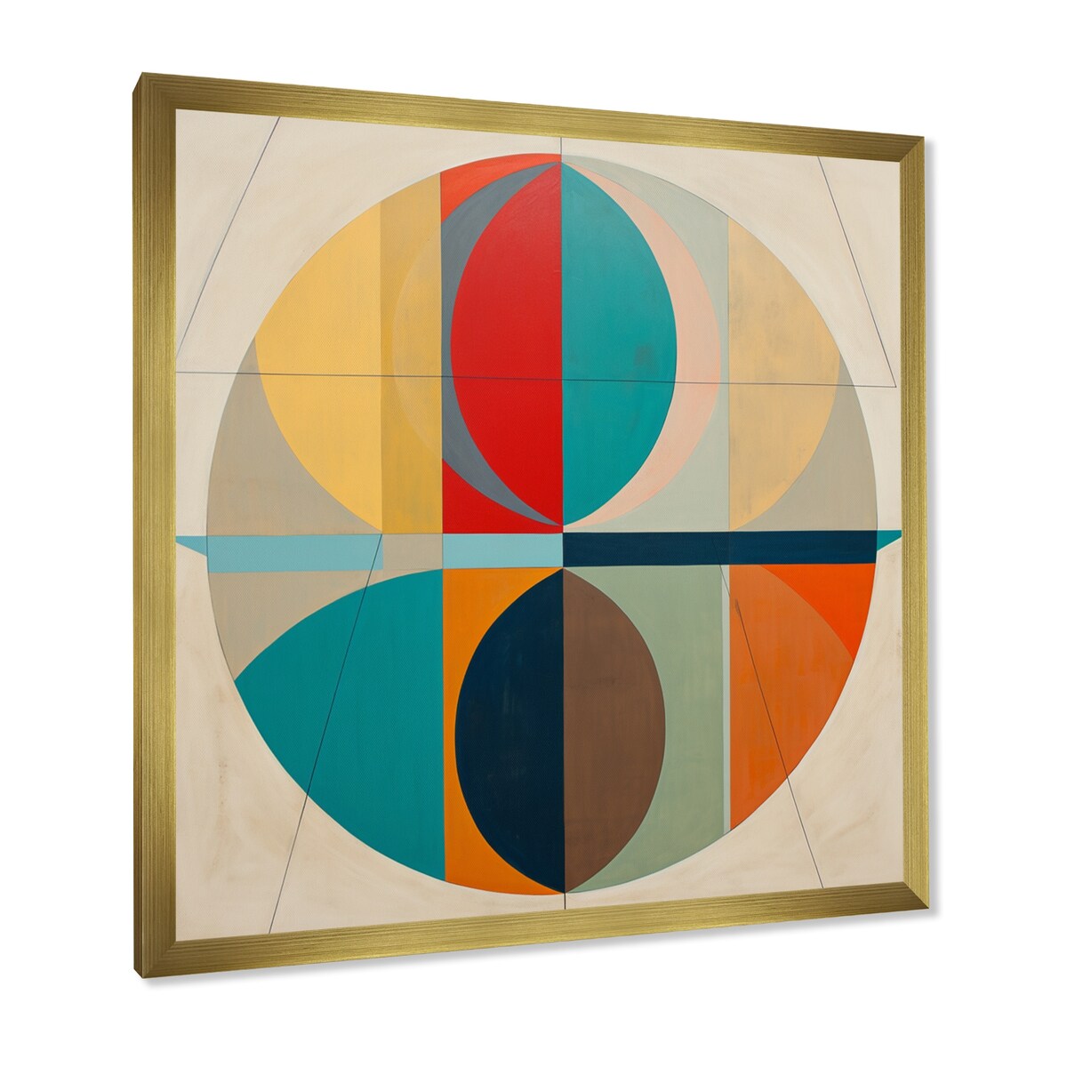 Designart "Serendipity Retro Abstract Midcentury Geometrics I" Modern Midcentury Framed Wall Art Living Room