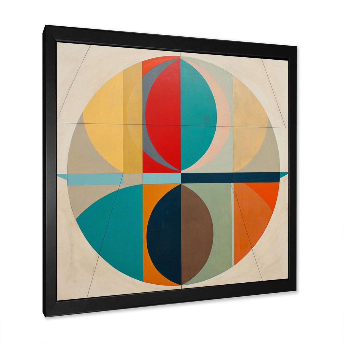 Designart "Serendipity Retro Abstract Midcentury Geometrics I" Modern Midcentury Framed Wall Art Living Room