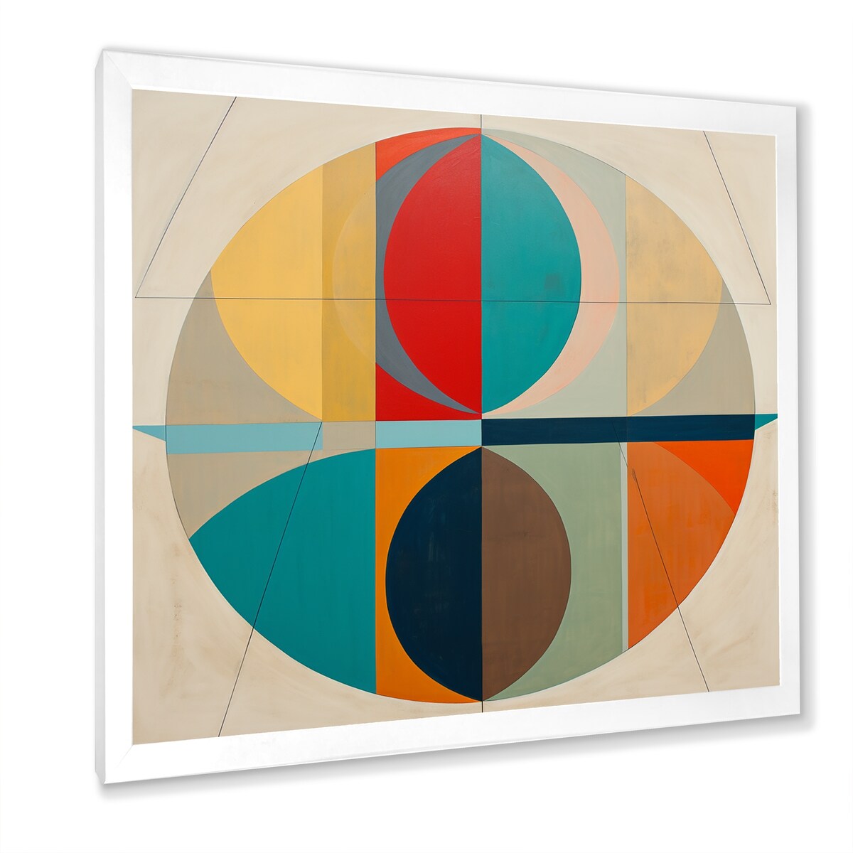 Designart "Serendipity Retro Abstract Midcentury Geometrics I" Modern Midcentury Framed Wall Art Living Room