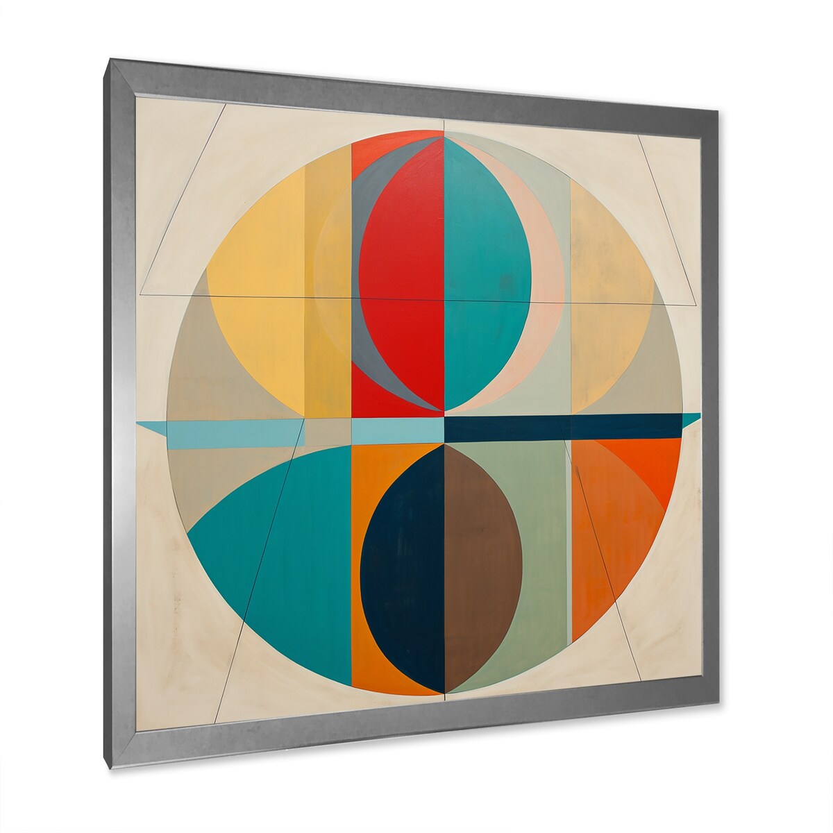 Designart "Serendipity Retro Abstract Midcentury Geometrics I" Modern Midcentury Framed Wall Art Living Room