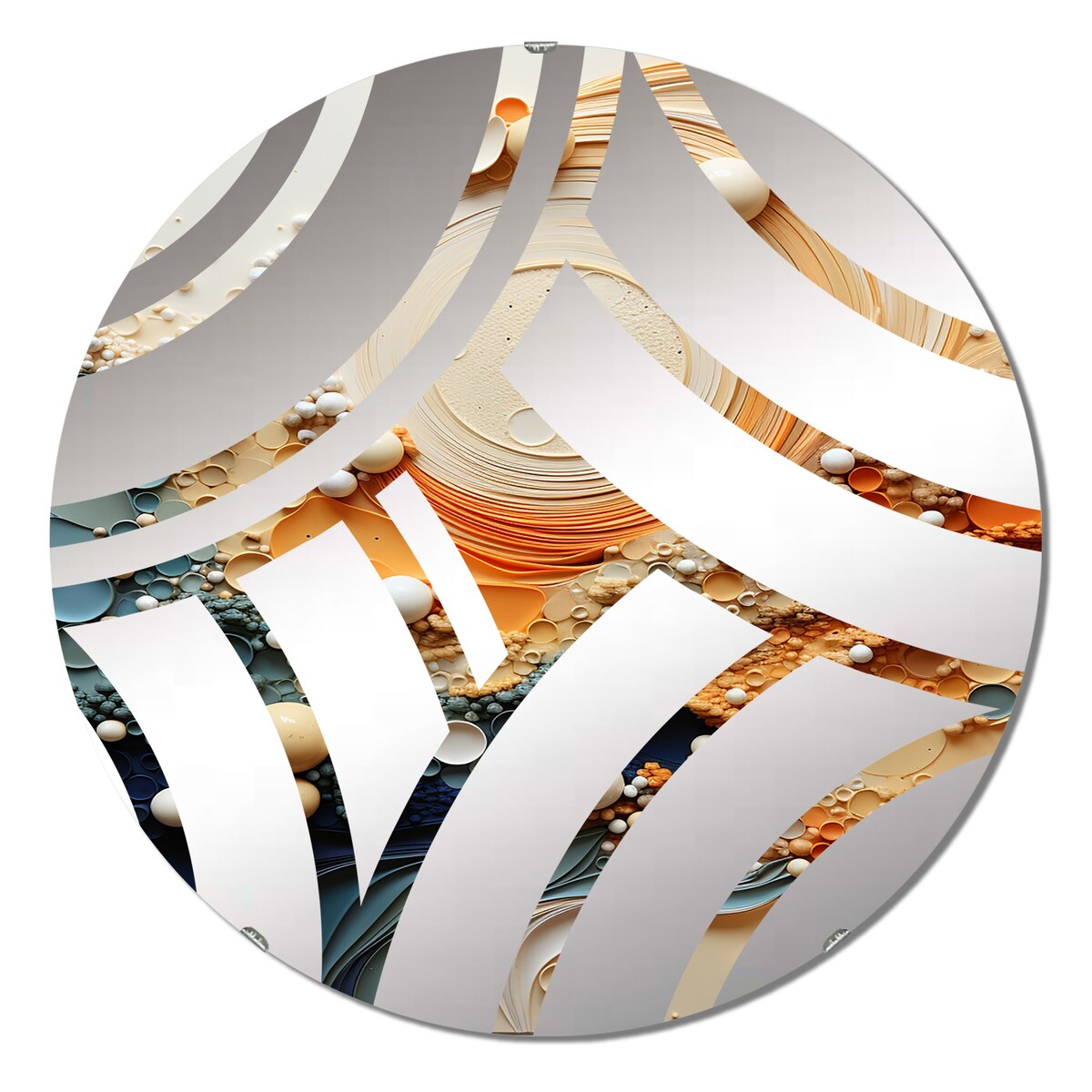 Designart "Serene Sands II" - Modern Abstract Collages Centre Wave Decorative Mirror