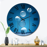 Designart "Serenity Sapphire Circular Spheres III" Modern Geometric Oversized Wall Clock