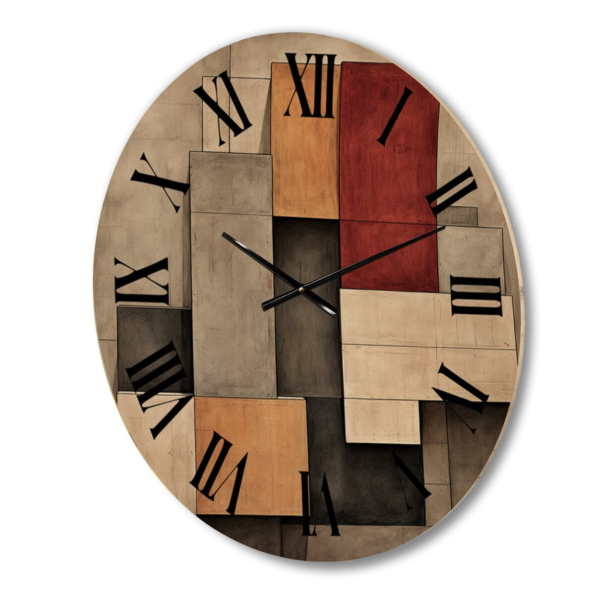 Designart "Simplicity Of Beauty Vintage Minimal Geometrics II" Abstract Geometric Oversized Wood Wall Clock