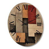 Designart "Simplicity Of Beauty Vintage Minimal Geometrics II" Abstract Geometric Oversized Wood Wall Clock