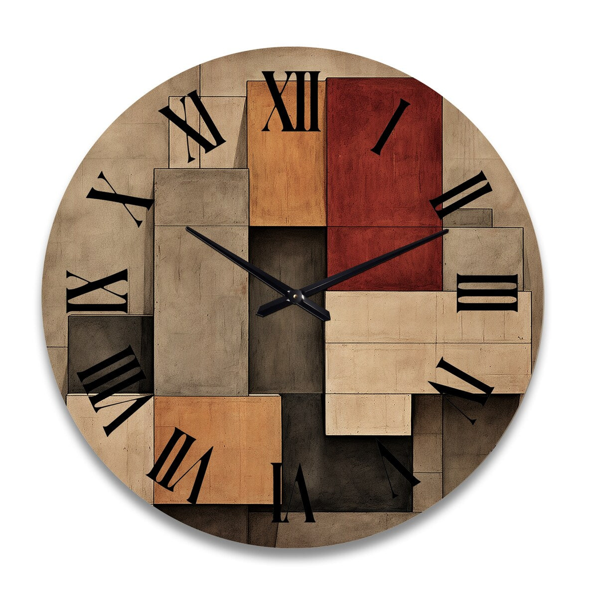 Designart "Simplicity Of Beauty Vintage Minimal Geometrics II" Abstract Geometric Oversized Wood Wall Clock