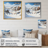 Designart "Skiing Winter Village Horizon" Fruits White Wall Decor - Traditional Bedroom Framed Canvas Wall Art