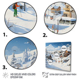 Designart "Skiing Winter Village Horizon" Fruits White Wall Decor - Traditional Bedroom Framed Canvas Wall Art