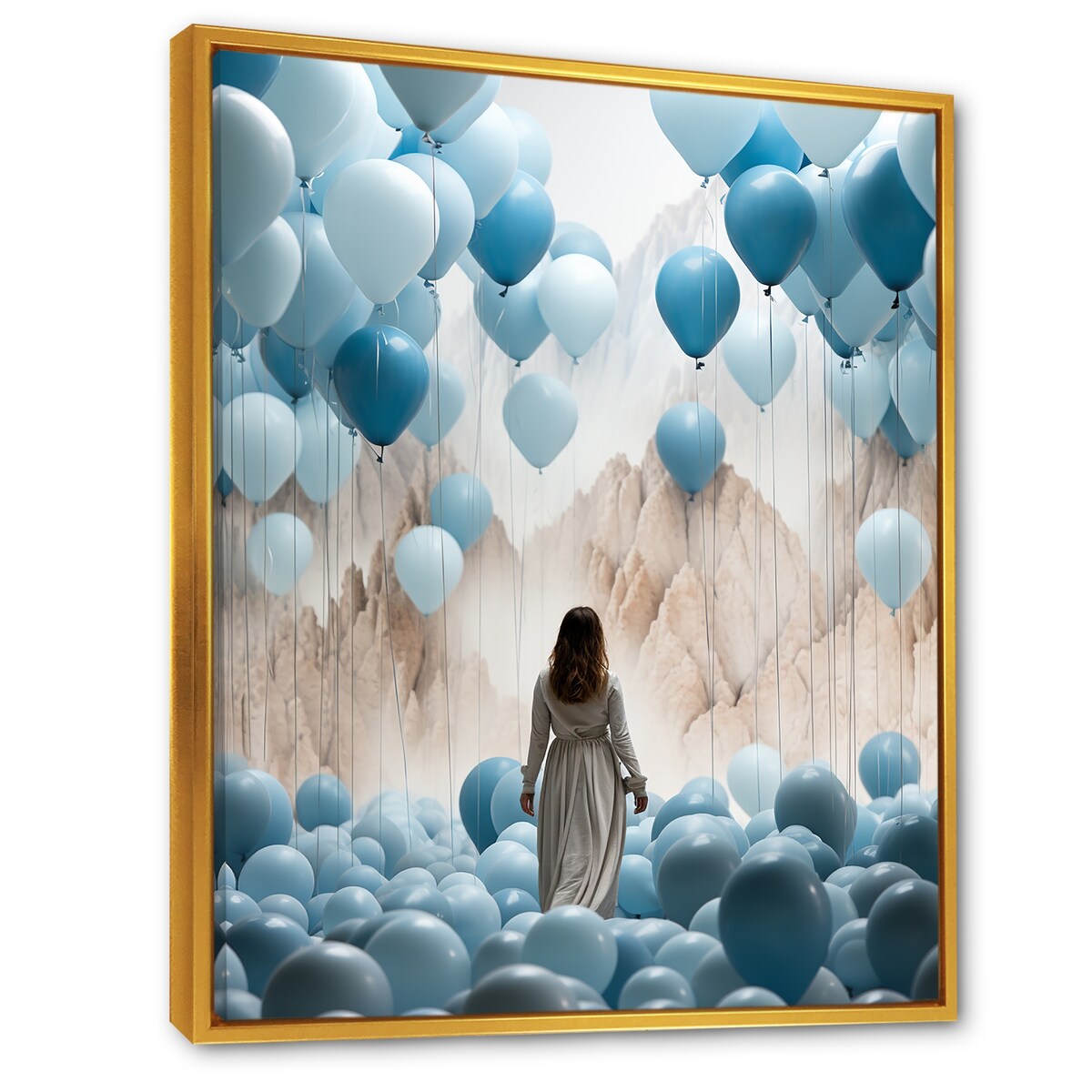 Designart "Sky Is The Limit Woman Motivation I" Motivation Blue Wall Decor - Modern Entryway Framed Wall Art Print
