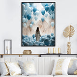 Designart "Sky Is The Limit Woman Motivation I" Motivation Blue Wall Decor - Modern Entryway Framed Wall Art Print