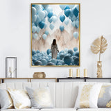 Designart "Sky Is The Limit Woman Motivation I" Motivation Blue Wall Decor - Modern Entryway Framed Wall Art Print