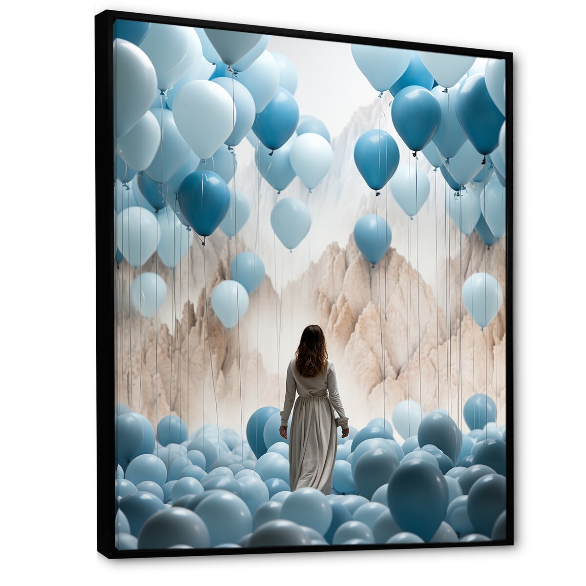 Designart "Sky Is The Limit Woman Motivation I" Motivation Blue Wall Decor - Modern Entryway Framed Wall Art Print