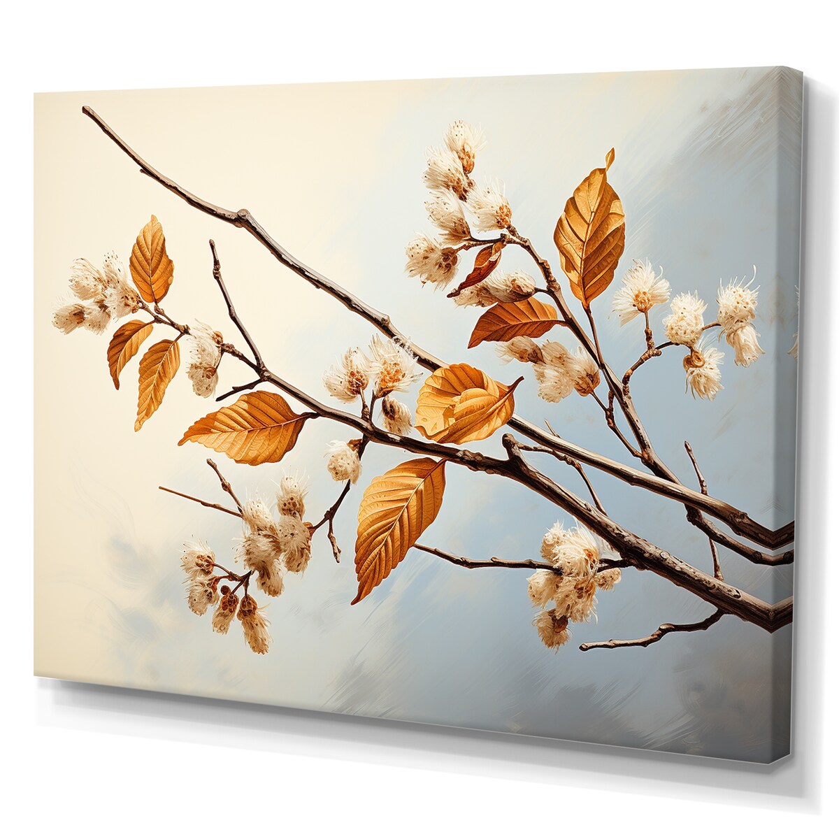 Designart "Soft Brown Blossom Flower Branch I" Flowers Wall Art
