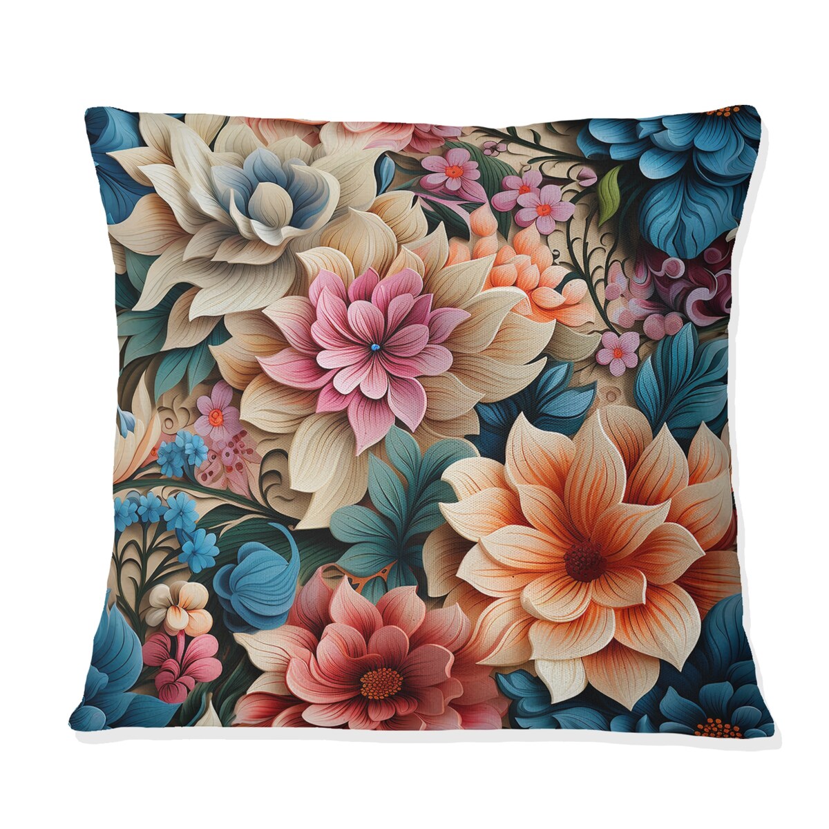 Designart "Soft Color Paisley Garden Playfulness II" Damask Printed Throw Pillow