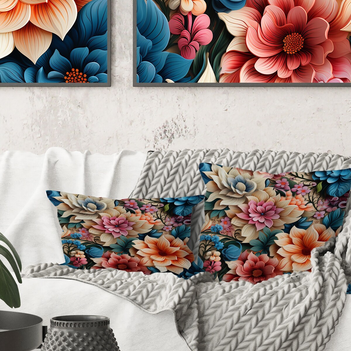 Designart "Soft Color Paisley Garden Playfulness II" Damask Printed Throw Pillow