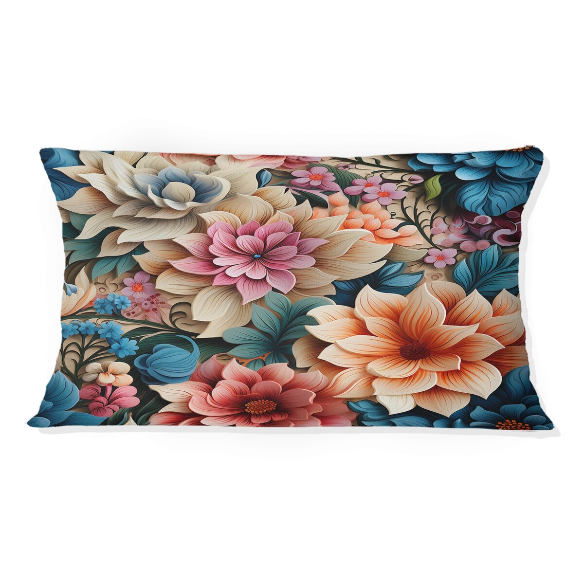 Designart "Soft Color Paisley Garden Playfulness II" Damask Printed Throw Pillow