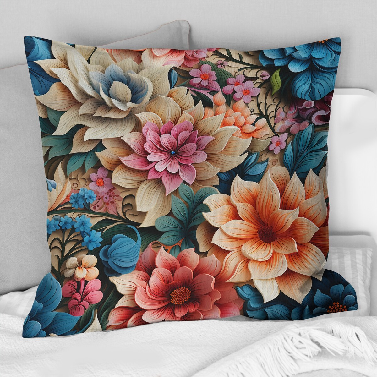 Designart "Soft Color Paisley Garden Playfulness II" Damask Printed Throw Pillow