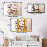 Designart "Soft Pink Crocus Bouquet I" Floral Crocus Canvas Art Print - 3 Panels