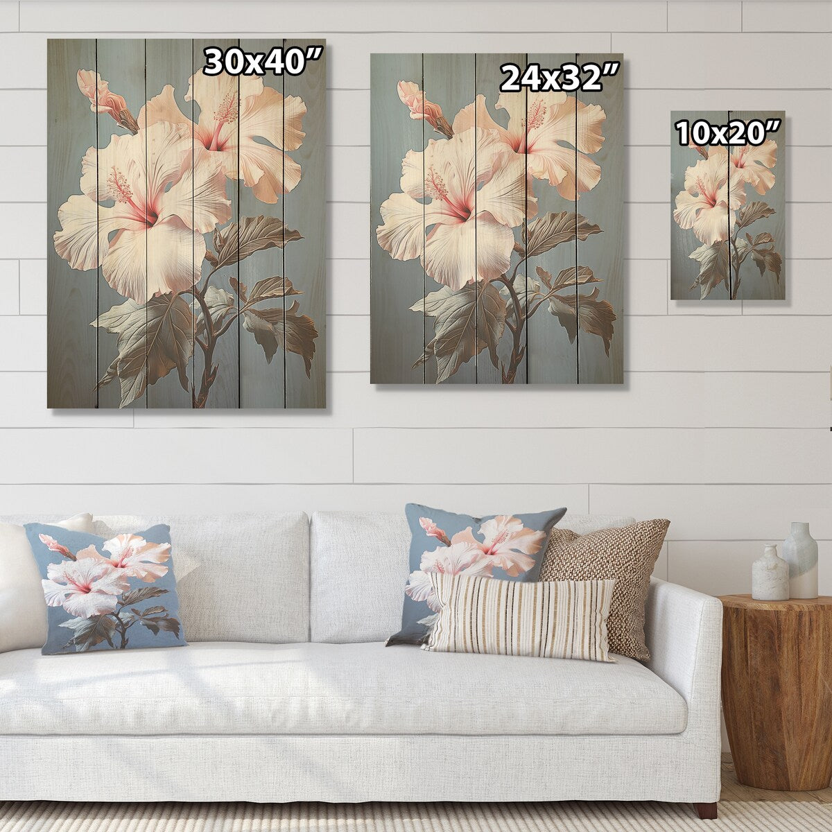 Designart "Soft Pink Hibiscus Bloom Bouquet I" Hibiscus Wood Wall Decor - Traditional Wood Panel On Natural Pine Wood