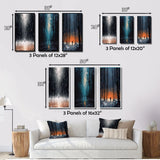 Designart "Solitude Midnight Wandering The Endless Forest II" Forest Black - Gallery Set Of 3 For Office Decor