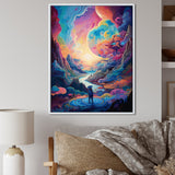 Designart "Solitude Mysterious Rainbow Vision Landscape" Abstract Landscape Framed Canvas Wall Art
