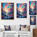 Designart "Solitude Mysterious Rainbow Vision Landscape" Abstract Landscape Framed Canvas Wall Art