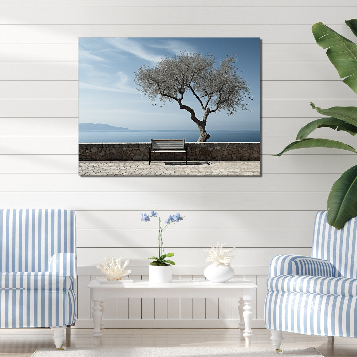 Designart "Solitude Tree Coastal Horizon" Coastal Ocean Wall Art